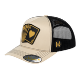 Poker 10JQKA 5-Panel Trucker Hat - Beige front / Black back / POKER1