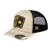 Winner Poker 10JQKA 5-Panel Trucker Hat - Beige front / Black back / WINNER1