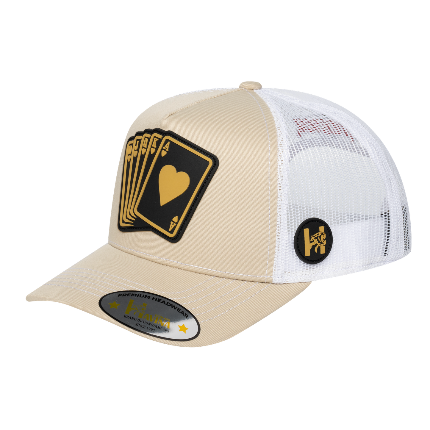 Poker 10JQKA 5-Panel Trucker Hat - Beige front / White back / POKER1
