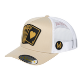 Poker 10JQKA 5-Panel Trucker Hat - Beige front / White back / POKER1