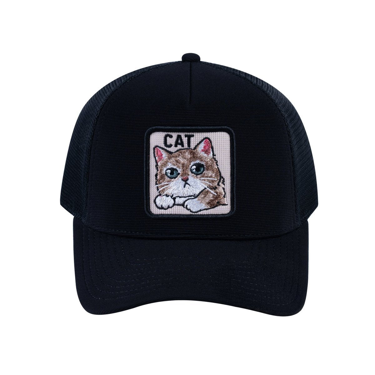Cat V2 5-Panel Trucker Hat with Black front and Black back