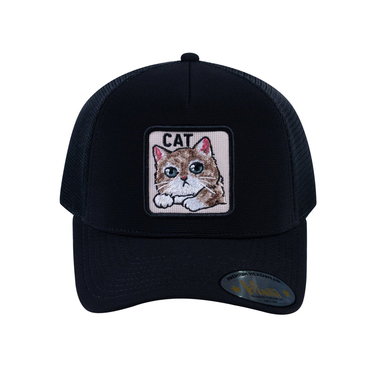 Cat V2 5-Panel Trucker Hat with Black front and Black back