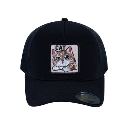 Cat V2 5-Panel Trucker Hat with Black front and Black back
