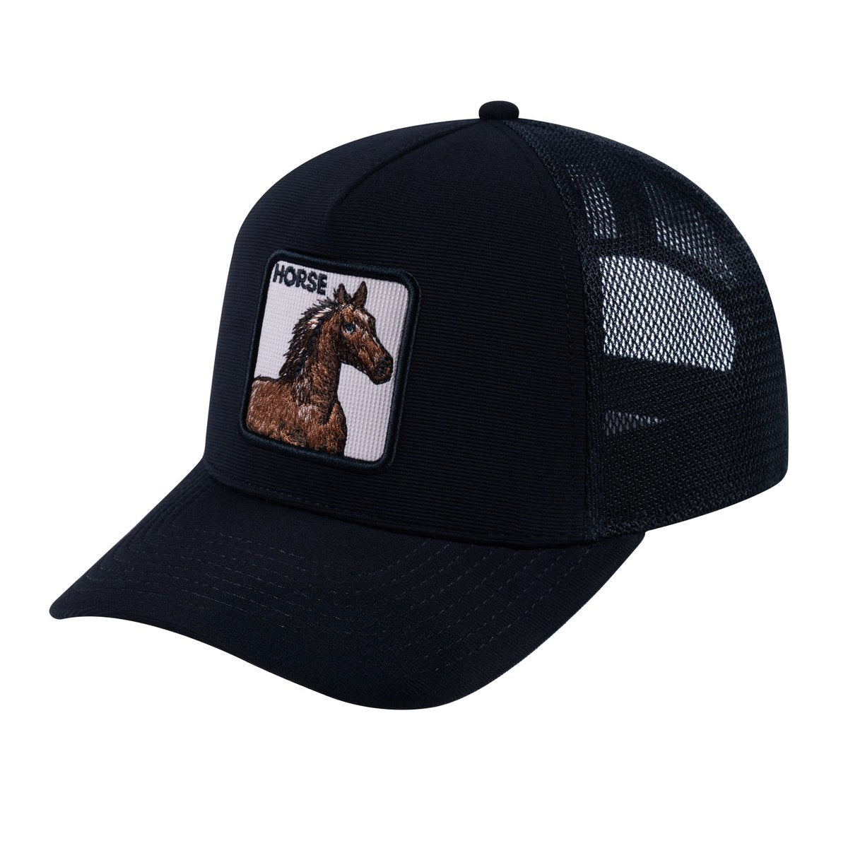 Horse 5-Panel Trucker Hat with Black front and White back