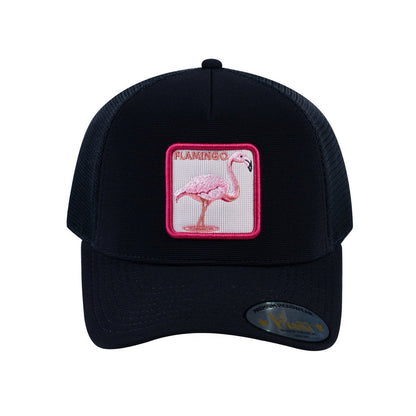 Flamingo V2 5-Panel Trucker Hat with Black front and Black back