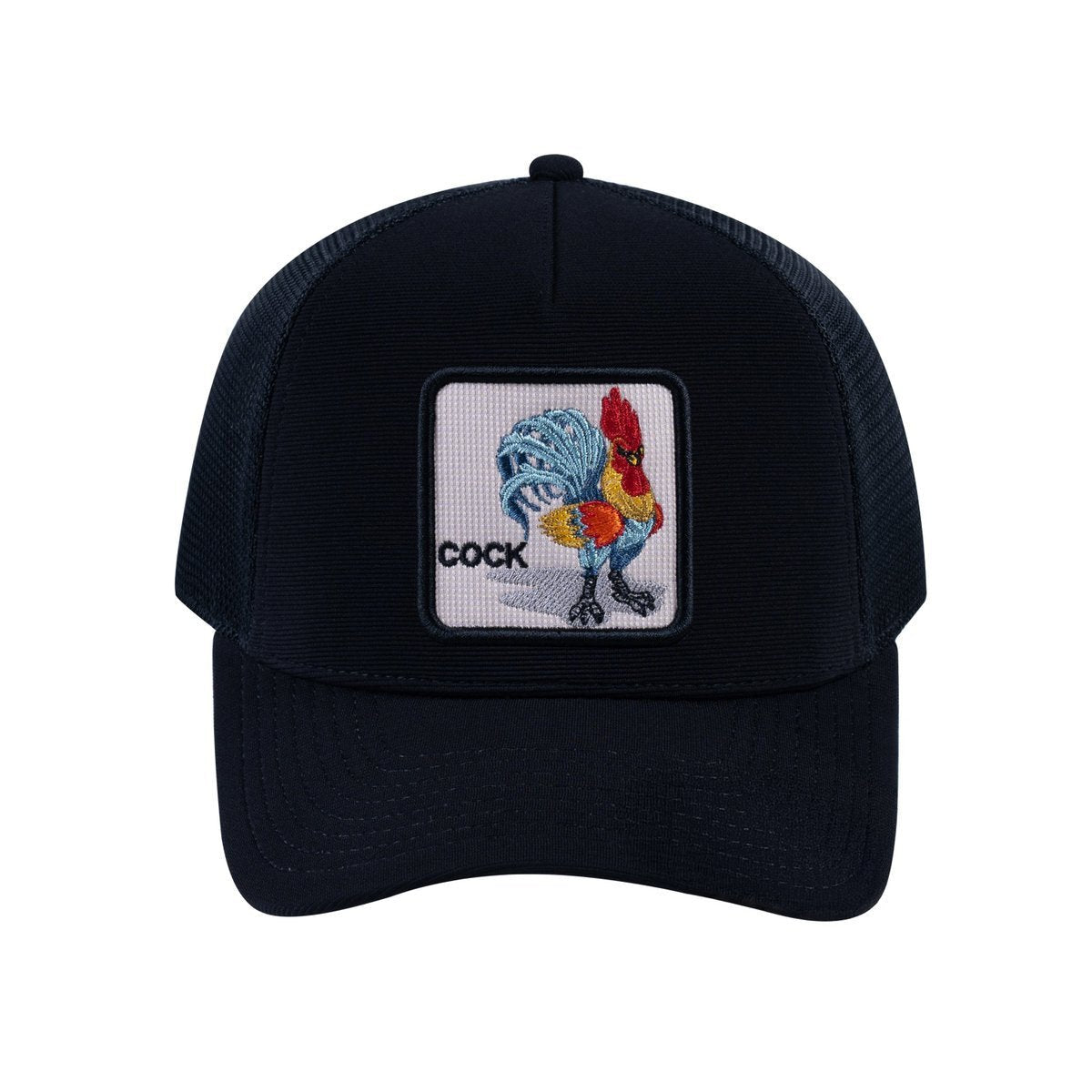 Chicken V2 5-Panel Trucker Hat with Black front and Black back