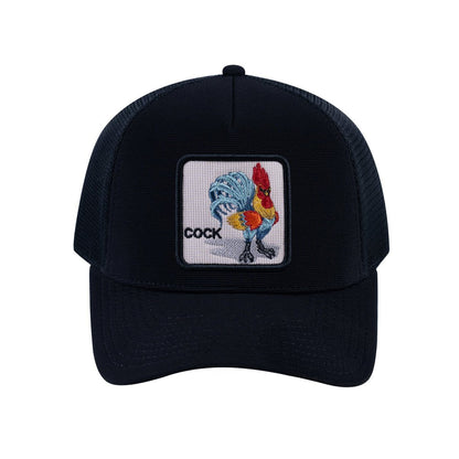 Chicken V2 5-Panel Trucker Hat with Black front and Black back