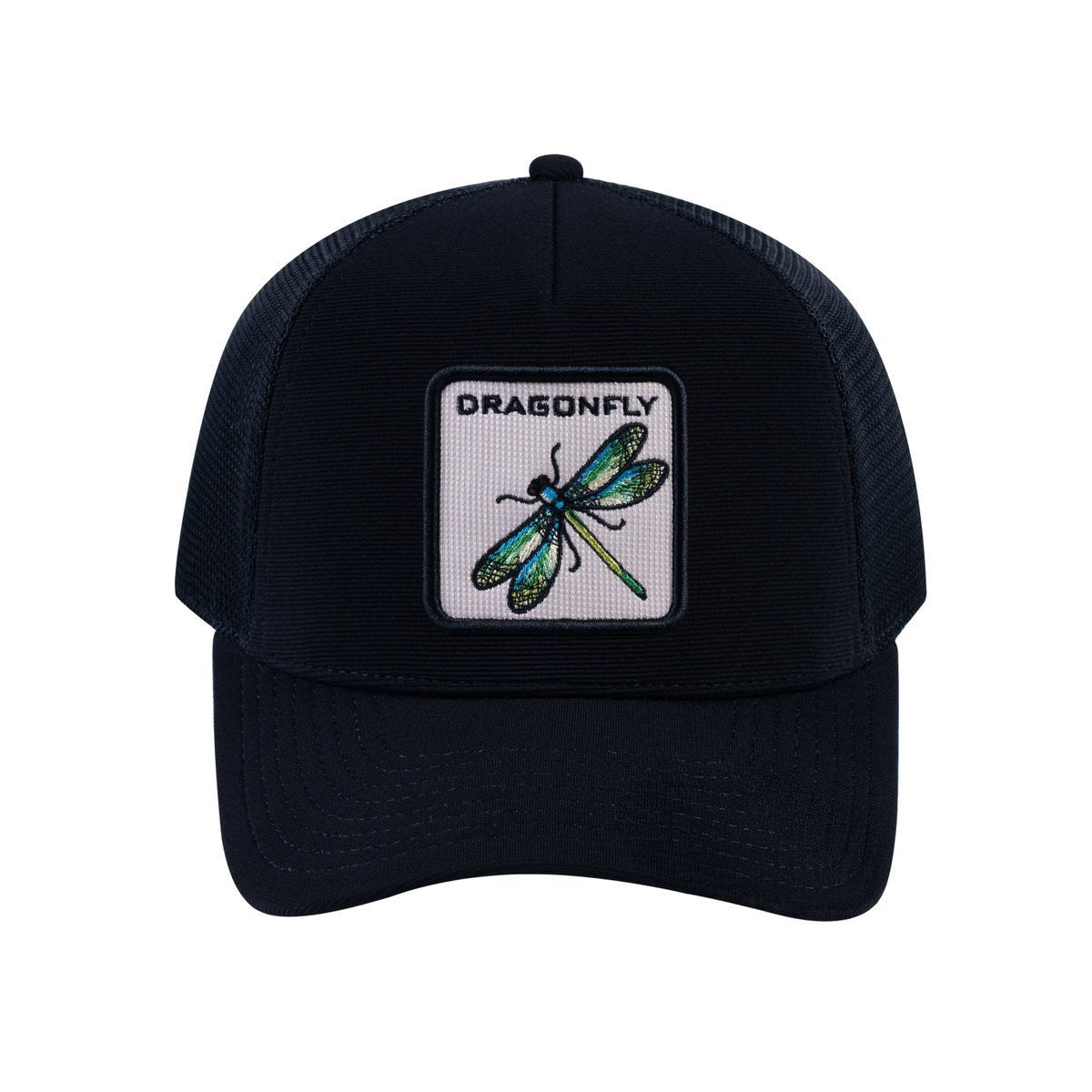 Dragonfly V2 5-Panel Trucker Hat with Black front and Black back
