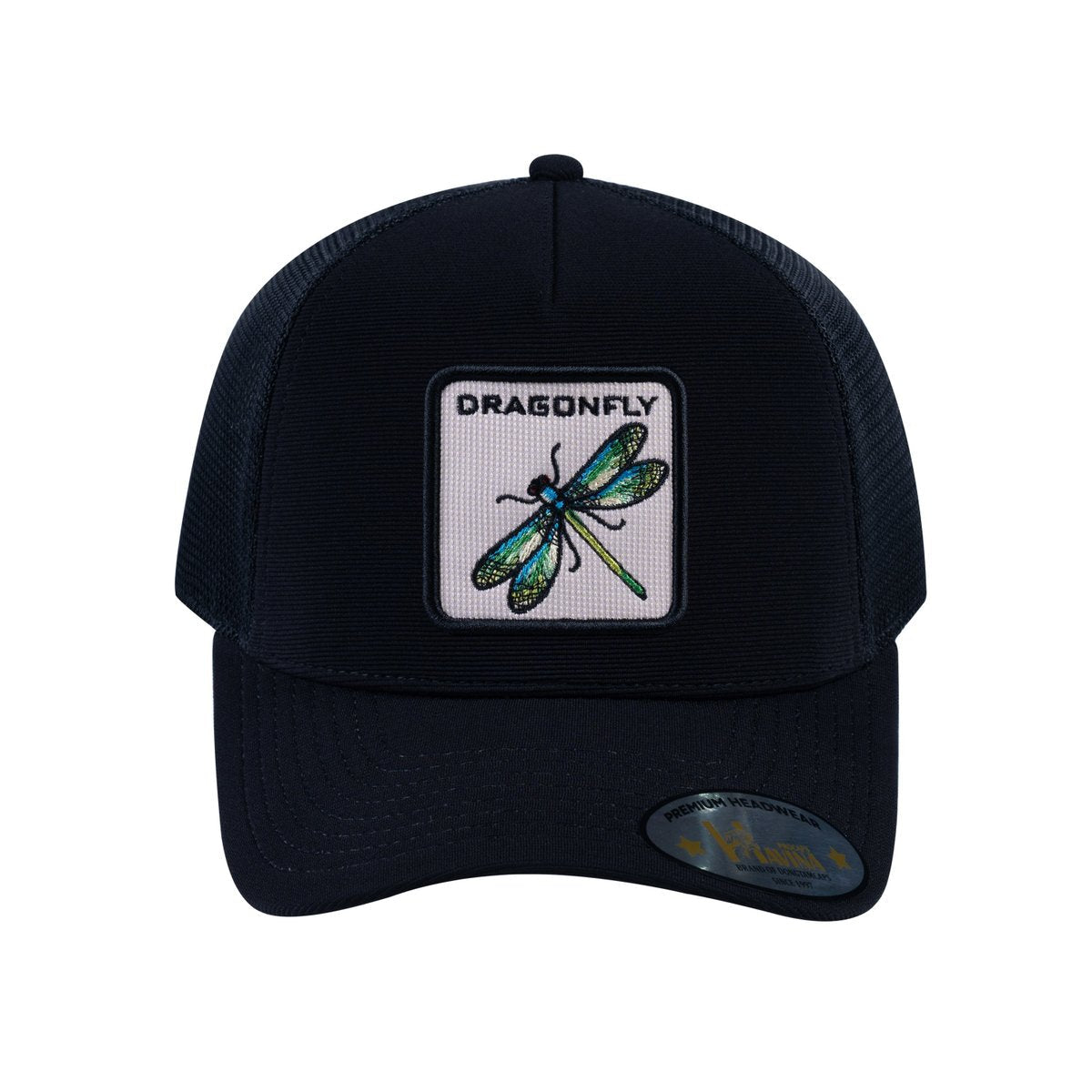 Dragonfly V2 5-Panel Trucker Hat with Black front and Black back