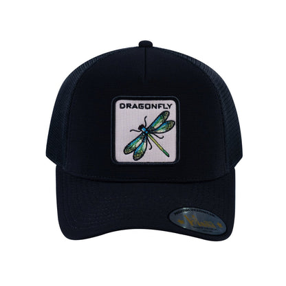 Dragonfly V2 5-Panel Trucker Hat with Black front and Black back