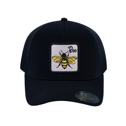 Bee V2 5-Panel Trucker Hat with Black front and Black back