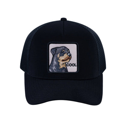 Dog V2 5-Panel Trucker Hat with Black front and Black back