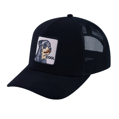 Dog V2 5-Panel Trucker Hat with Black front and Black back