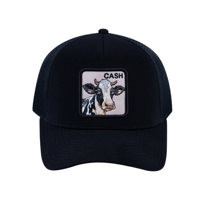 Cow V2 5-Panel Trucker Hat with Black front and Black back