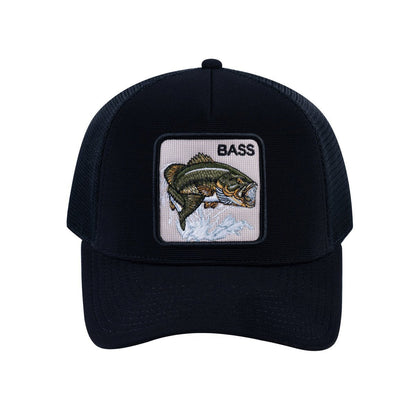 Bass V2 5-Panel Trucker Hat with Black front and Black back