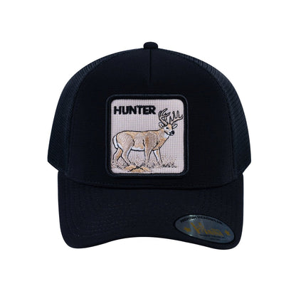 Hunter V2 5-Panel Trucker Hat with Black front and Black back