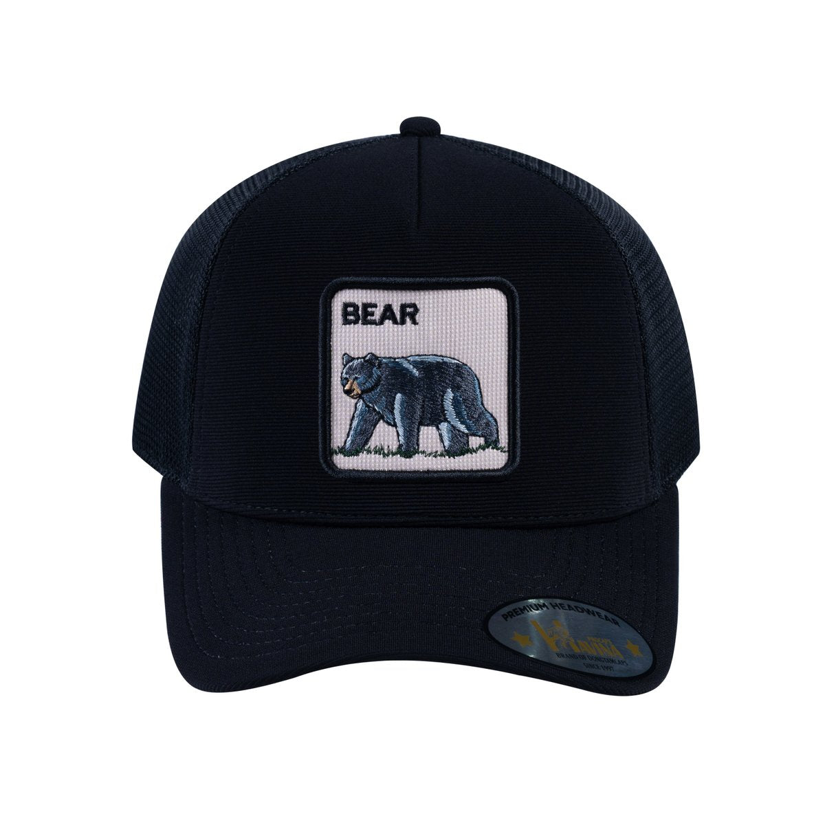Bear V2 5-Panel Trucker Hat with Black front and Black back