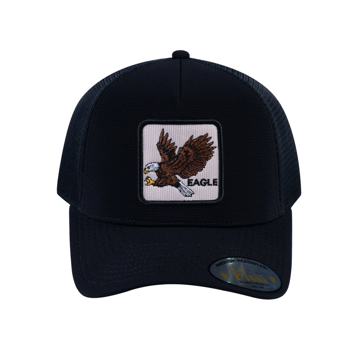 Eagle V2 5-Panel Trucker Hat with Black front and Black back