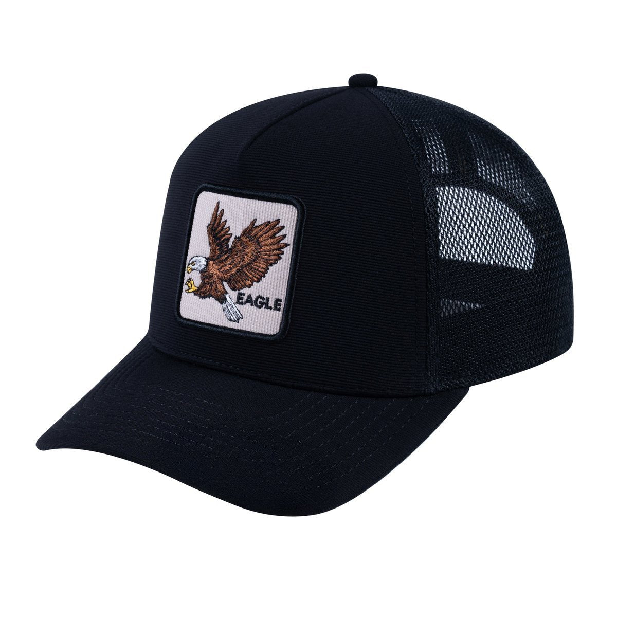 Eagle V2 5-Panel Trucker Hat with Black front and Black back