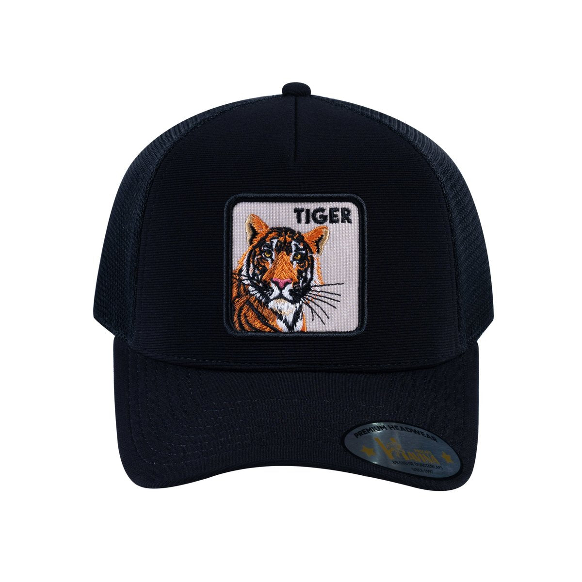 Tiger V2 5-Panel Trucker Hat with Black front and Black back