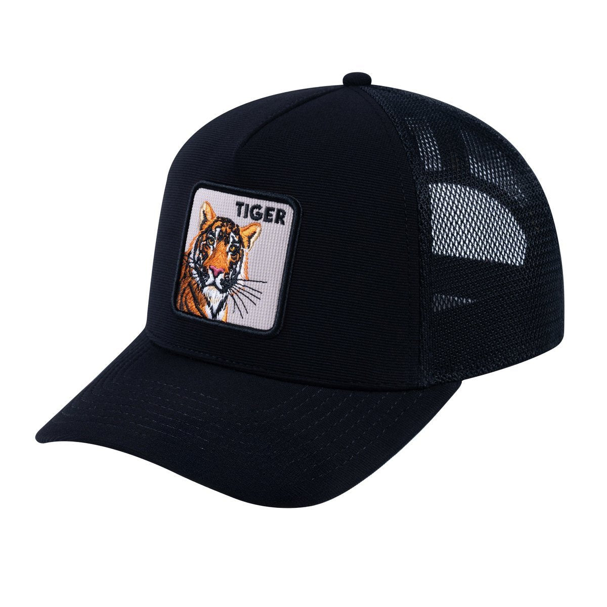 Tiger V2 5-Panel Trucker Hat with Black front and Black back