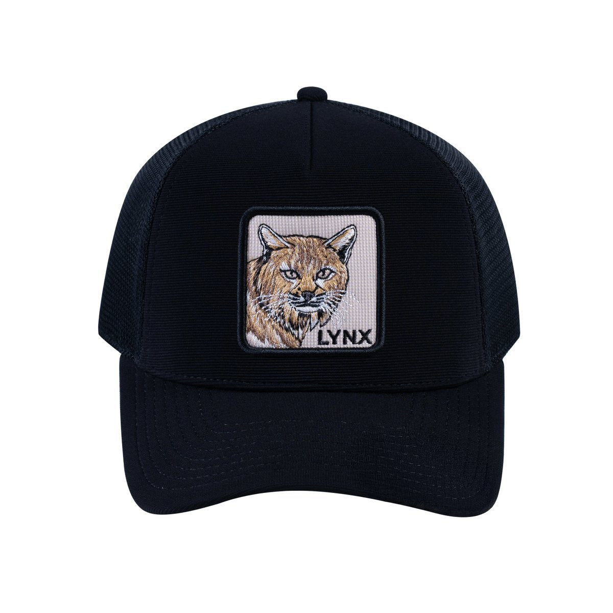 Lynx V2 5-Panel Trucker Hat with Black front and Black back