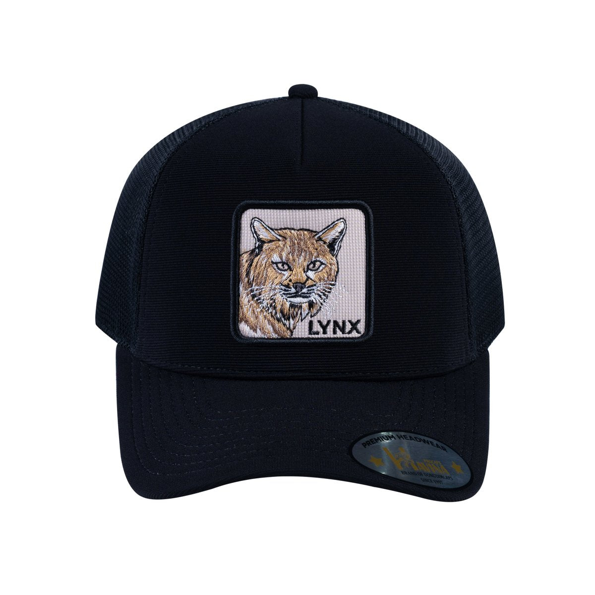 Lynx V2 5-Panel Trucker Hat with Black front and Black back