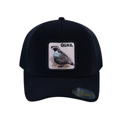 Quail V2 5-Panel Trucker Hat with Black front and Black back