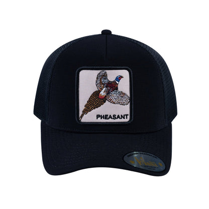 Pheasant V2 5-Panel Trucker Hat with Black front and Black back