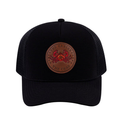 Cancer Zodiac V2 5-Panel Trucker Hat with Black front and Black back