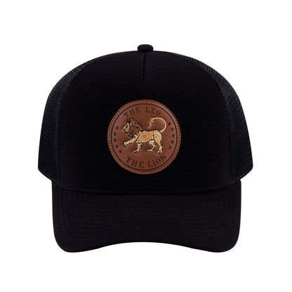 Leo Zodiac V2 5-Panel Trucker Hat with Black front and Black back