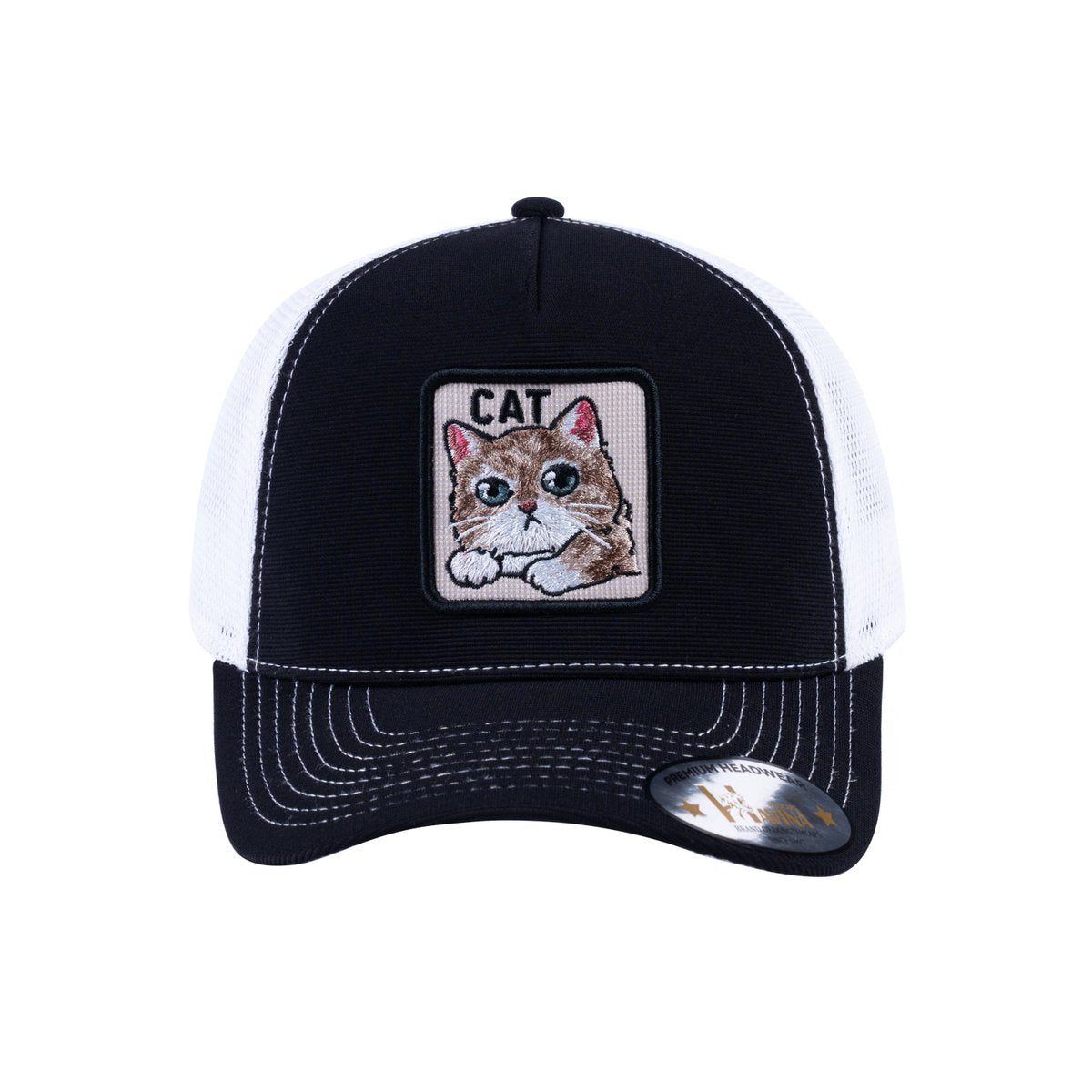 Cat V2 5-Panel Trucker Hat with Black front and White back