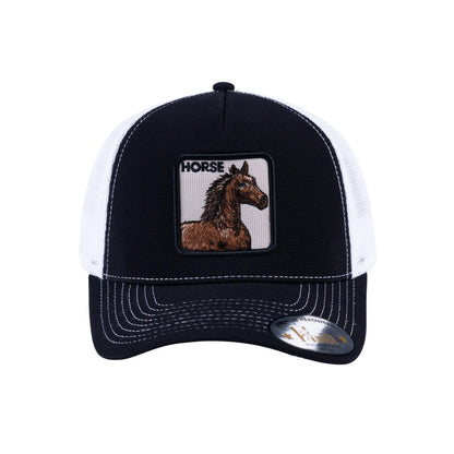 Horse V2 5-Panel Trucker Hat with Black front and White back
