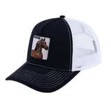 Horse V2 5-Panel Trucker Hat with Black front and White back
