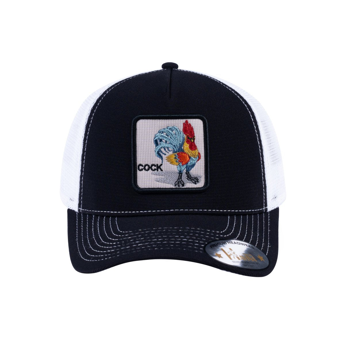 Chicken V2 5-Panel Trucker Hat with Black front and White back