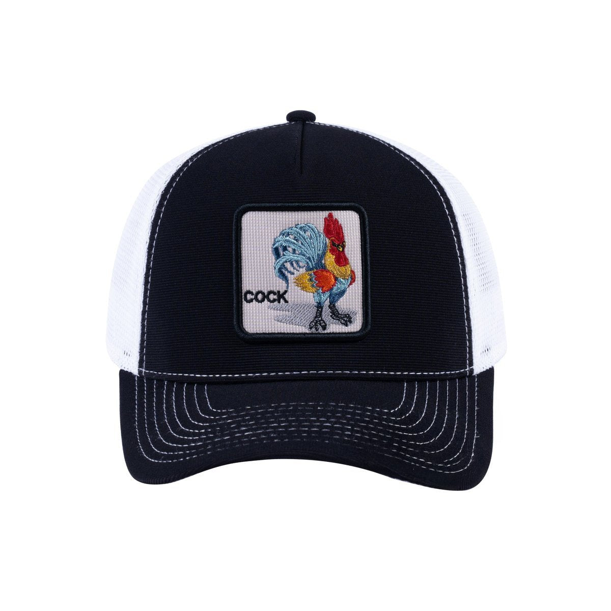 Chicken V2 5-Panel Trucker Hat with Black front and White back