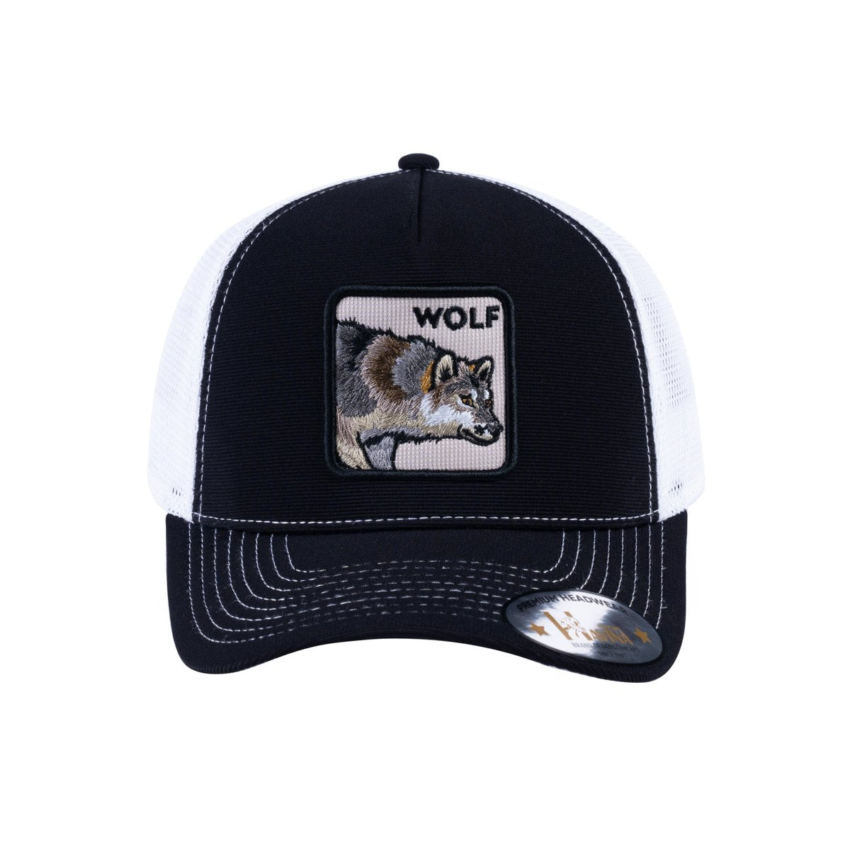 Wolf V2 5-Panel Trucker Hat with Black front and White back