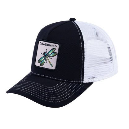 Dragonfly V2 5-Panel Trucker Hat with Black front and White back