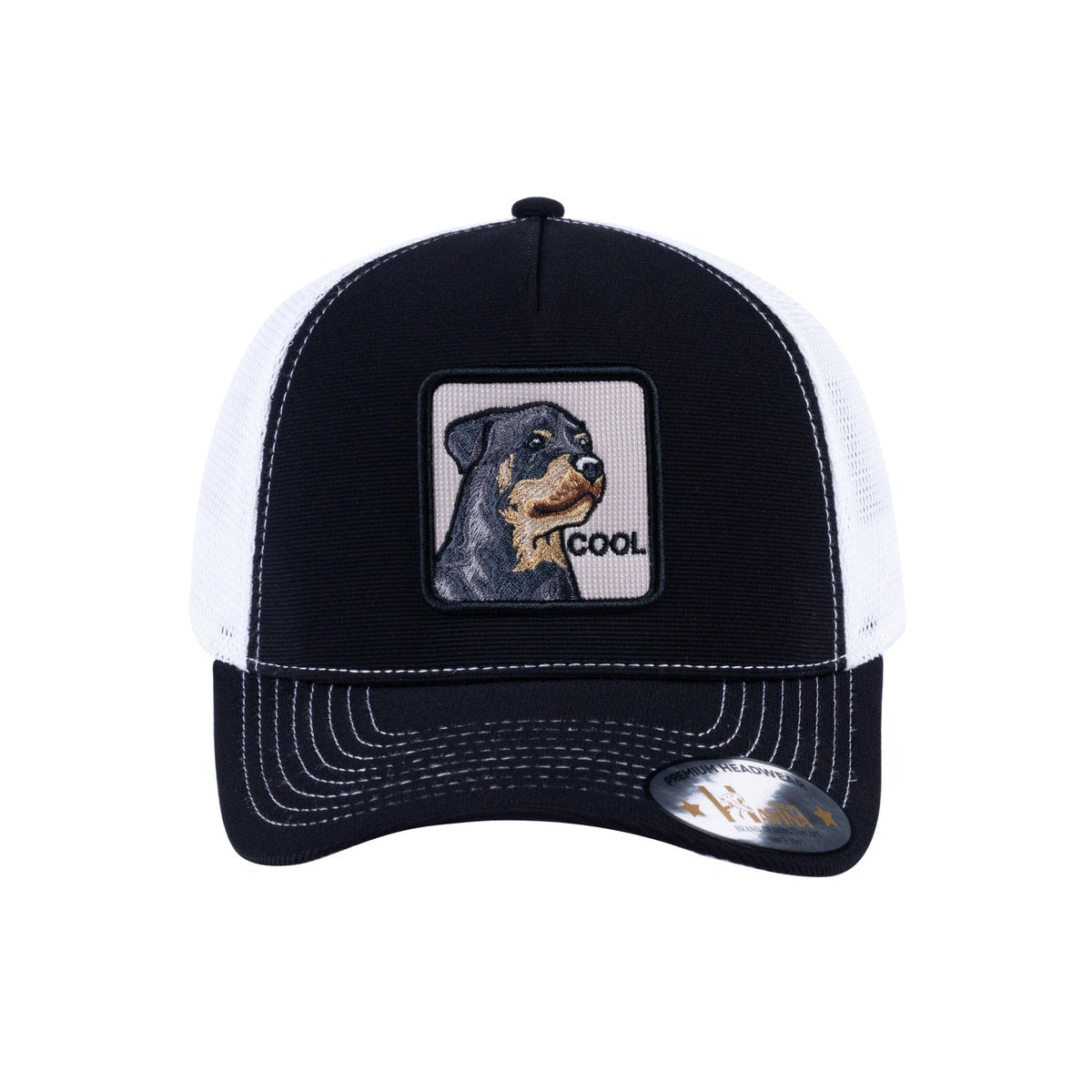 Dog V2 5-Panel Trucker Hat with Black front and White back