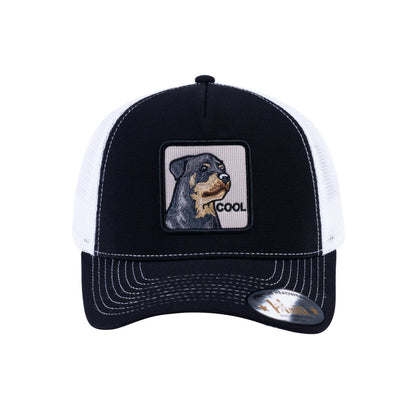 Dog V2 5-Panel Trucker Hat with Black front and White back