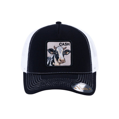 Cow V2 5-Panel Trucker Hat with Black front and White back