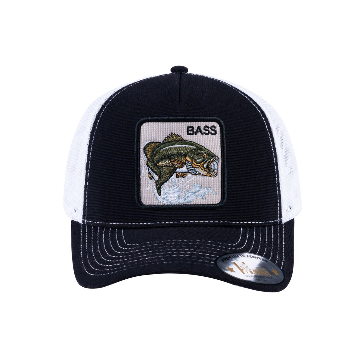 Bass V2 5-Panel Trucker Hat with Black front and White back