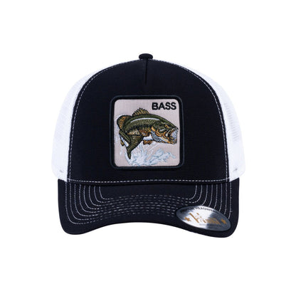 Bass V2 5-Panel Trucker Hat with Black front and White back