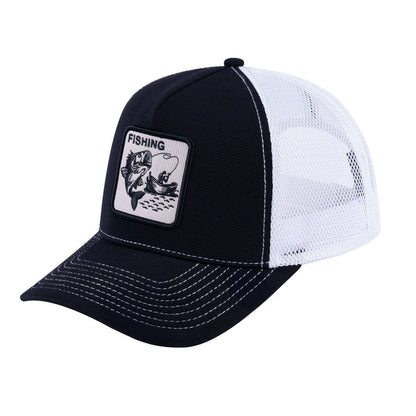 Fishing V2 5-Panel Trucker Hat with Black front and White back