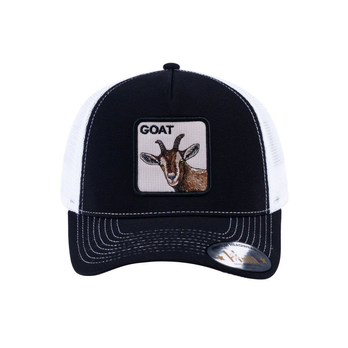 Goat V2 5-Panel Trucker Hat with Black front and White back