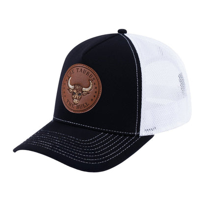 Taurus Zodiac V2 5-Panel Trucker Hat with Black front and White back