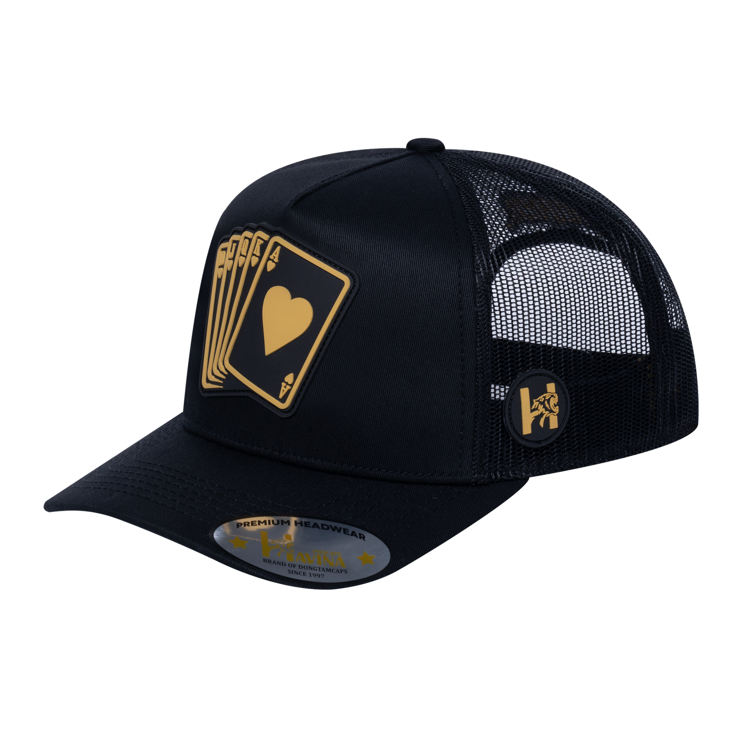 Poker 10JQKA 5-Panel Trucker Hat - Black front / Black back / POKER1