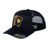 Poker 10JQKA 5-Panel Trucker Hat - Black front / Black back / POKER1