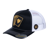 Poker 10JQKA 5-Panel Trucker Hat - Black front / White back / POKER1