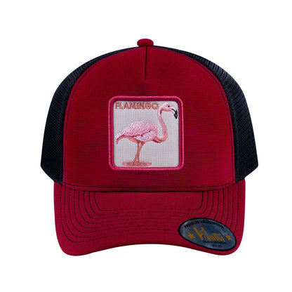 Flamingo V2 5-Panel Trucker Hat with Burgundy front and Black back